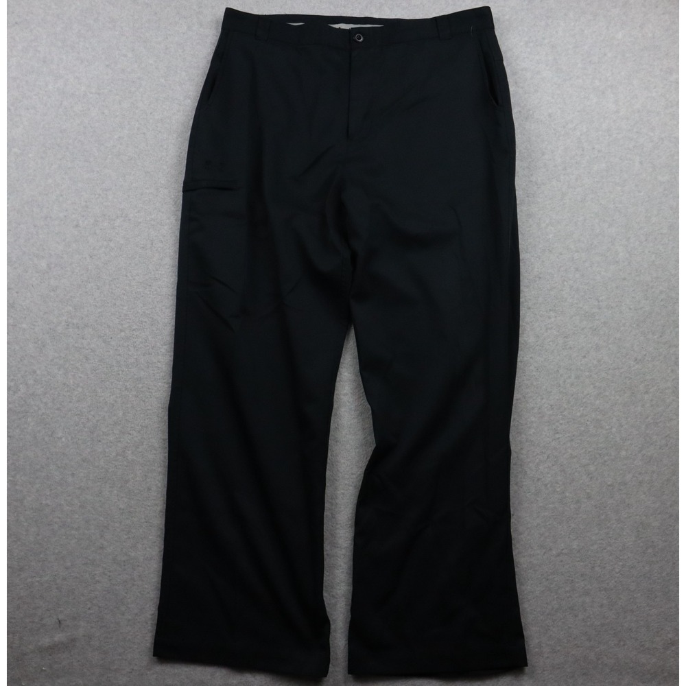 Under Armour Pants Mens 38R Performance Golf Chino Tech Pocket Flat Front Black